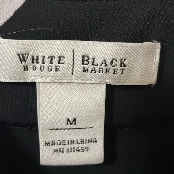 WHBM Medium Sleeveless black with white prints and red trim Midi Dress - Picture 4 of 8